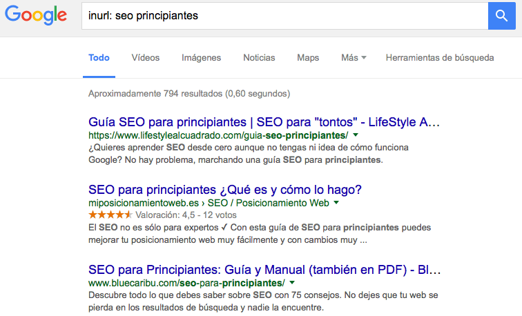 comando inurl Operador inurl