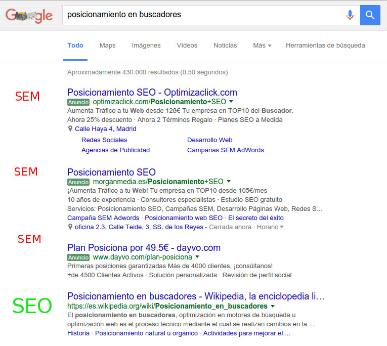 Imagen con la definición de SEO