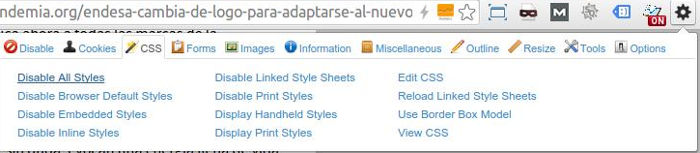 Deshabilitar CSS para ver el contenido onpage