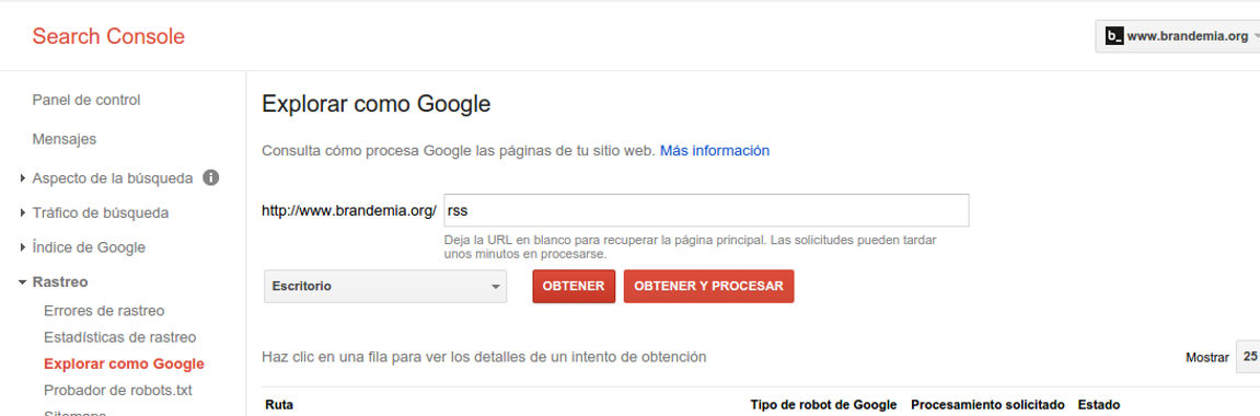 imagen Explorarador en Search Console