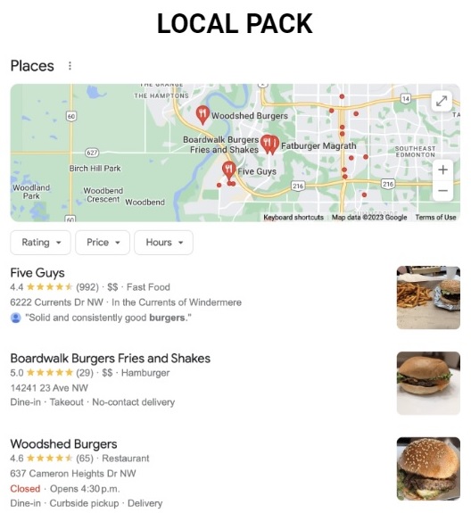 Local pack places Google
